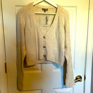 NWT J Crew 2 Piece Sweater Tank & Cardigan Set in Cream Size Large